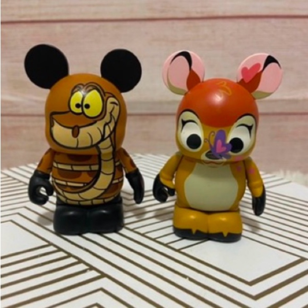 Rare Disney Vinylmations Tokyo Japan 110th Anniversary Bambi Kaa Jungle Book